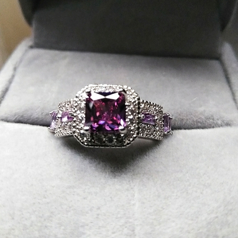 Emerald Cut Amethyst Stone Ring